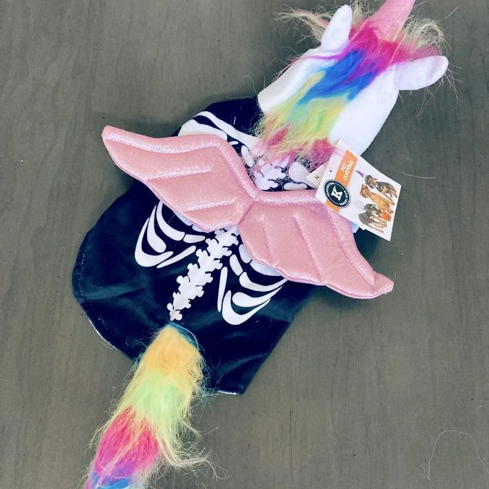 Pet Halloween Unicorn Skeleton Dog Costume